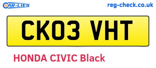 CK03VHT are the vehicle registration plates.