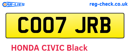CO07JRB are the vehicle registration plates.