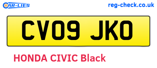 CV09JKO are the vehicle registration plates.