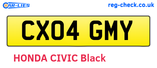 CX04GMY are the vehicle registration plates.