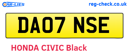 DA07NSE are the vehicle registration plates.