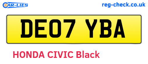 DE07YBA are the vehicle registration plates.