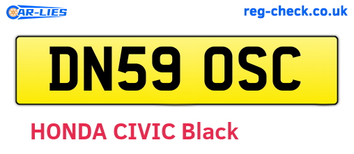 DN59OSC are the vehicle registration plates.