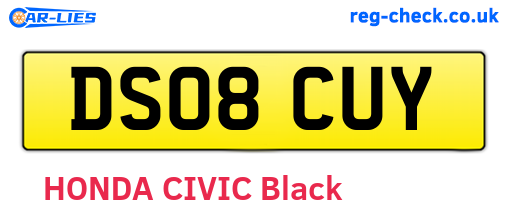 DS08CUY are the vehicle registration plates.
