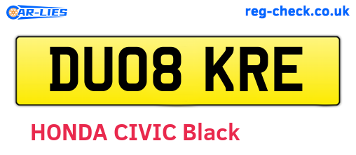 DU08KRE are the vehicle registration plates.