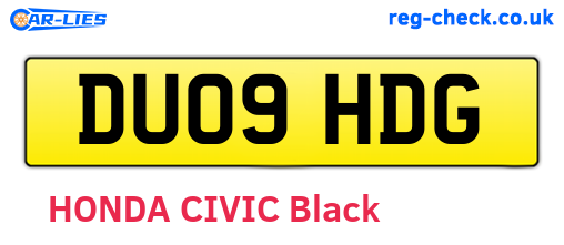 DU09HDG are the vehicle registration plates.