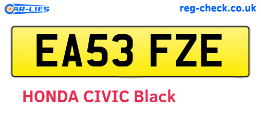 EA53FZE are the vehicle registration plates.