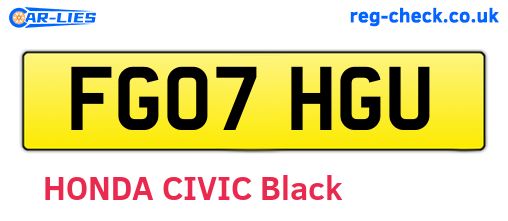 FG07HGU are the vehicle registration plates.