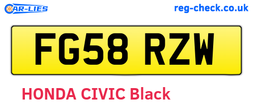 FG58RZW are the vehicle registration plates.