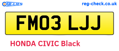 FM03LJJ are the vehicle registration plates.