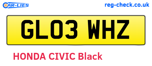 GL03WHZ are the vehicle registration plates.