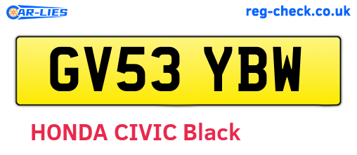 GV53YBW are the vehicle registration plates.