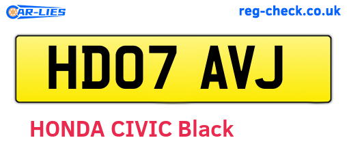 HD07AVJ are the vehicle registration plates.