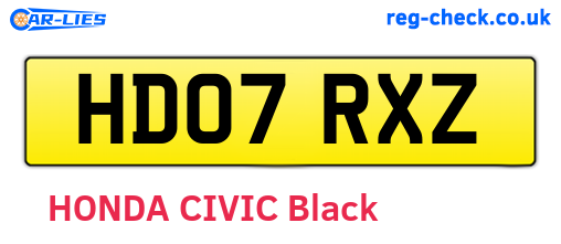 HD07RXZ are the vehicle registration plates.