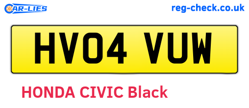 HV04VUW are the vehicle registration plates.