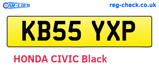 KB55YXP are the vehicle registration plates.