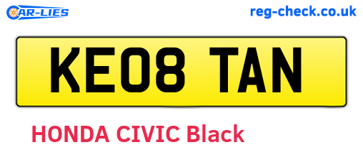 KE08TAN are the vehicle registration plates.