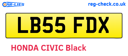 LB55FDX are the vehicle registration plates.