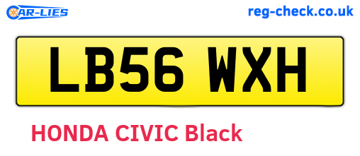 LB56WXH are the vehicle registration plates.