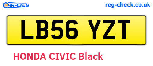 LB56YZT are the vehicle registration plates.