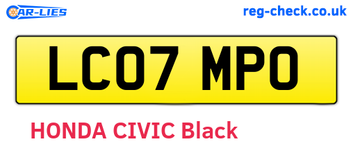 LC07MPO are the vehicle registration plates.