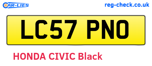 LC57PNO are the vehicle registration plates.