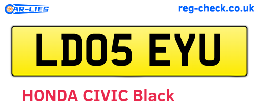 LD05EYU are the vehicle registration plates.