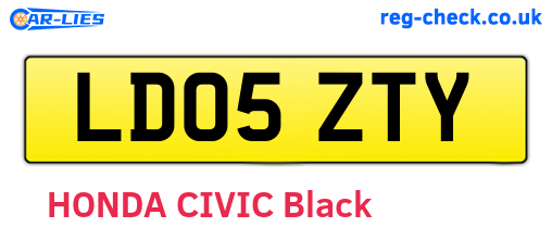 LD05ZTY are the vehicle registration plates.