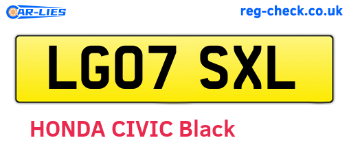 LG07SXL are the vehicle registration plates.