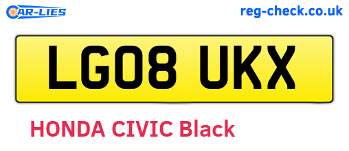 LG08UKX are the vehicle registration plates.