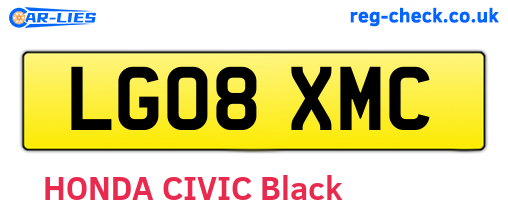 LG08XMC are the vehicle registration plates.