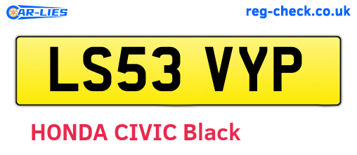 LS53VYP are the vehicle registration plates.