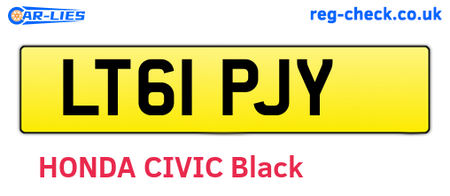 LT61PJY are the vehicle registration plates.
