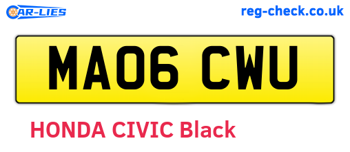 MA06CWU are the vehicle registration plates.