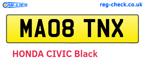 MA08TNX are the vehicle registration plates.