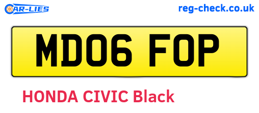 MD06FOP are the vehicle registration plates.