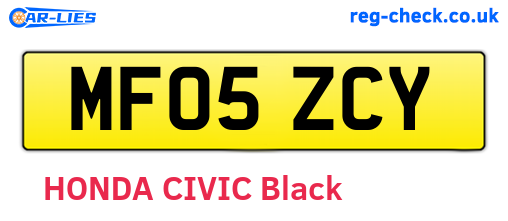 MF05ZCY are the vehicle registration plates.
