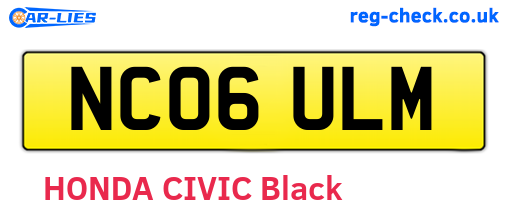 NC06ULM are the vehicle registration plates.