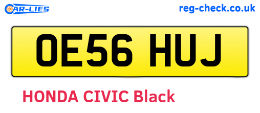 OE56HUJ are the vehicle registration plates.