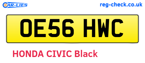 OE56HWC are the vehicle registration plates.