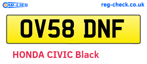 OV58DNF are the vehicle registration plates.