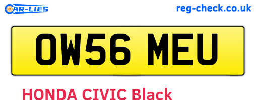 OW56MEU are the vehicle registration plates.
