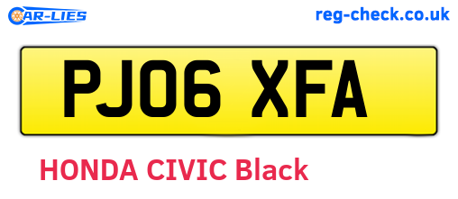 PJ06XFA are the vehicle registration plates.