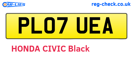 PL07UEA are the vehicle registration plates.