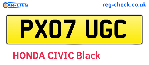 PX07UGC are the vehicle registration plates.