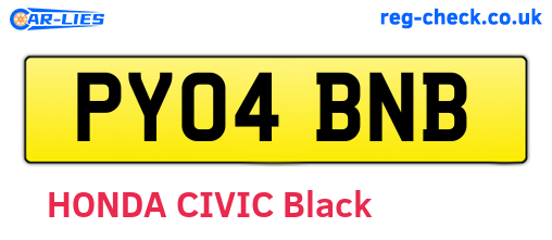 PY04BNB are the vehicle registration plates.