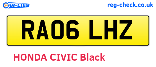 RA06LHZ are the vehicle registration plates.