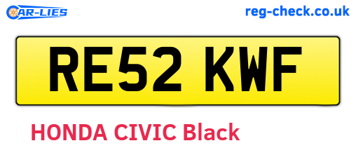 RE52KWF are the vehicle registration plates.