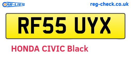 RF55UYX are the vehicle registration plates.