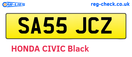 SA55JCZ are the vehicle registration plates.